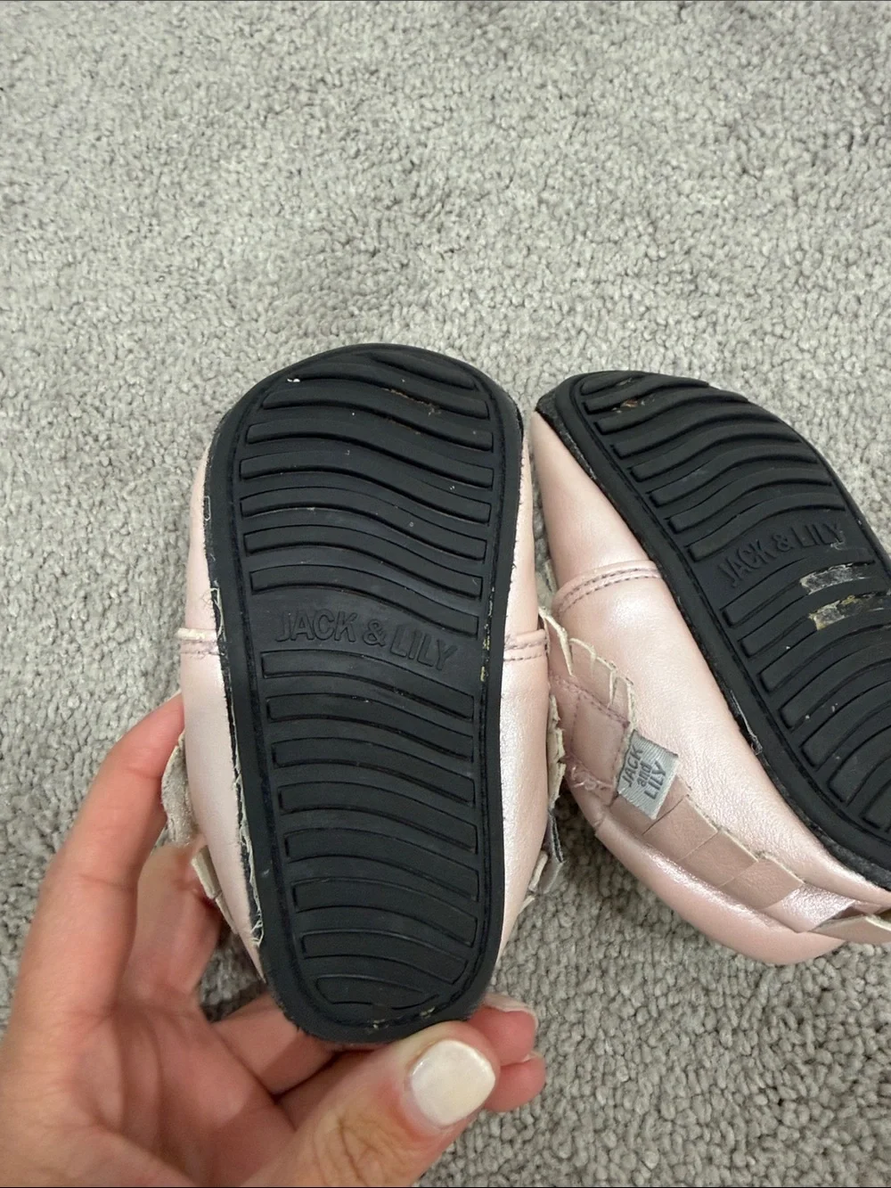 Jack & Lily Pink Fringe Leather Baby Moccasins